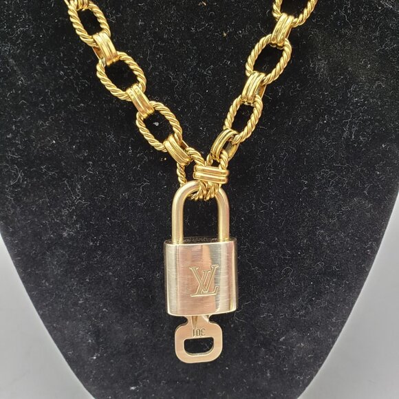 Authentic Louis Vuitton Lock & Key w/ Unbranded Gold Plated Gold Chain Necklace - Picture 5 of 12